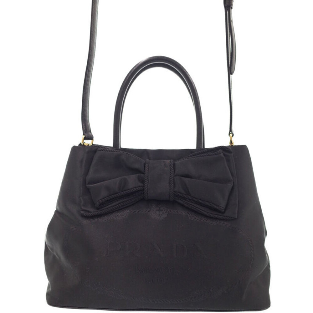 Prada Tessuto bow tote Shoulder bag black